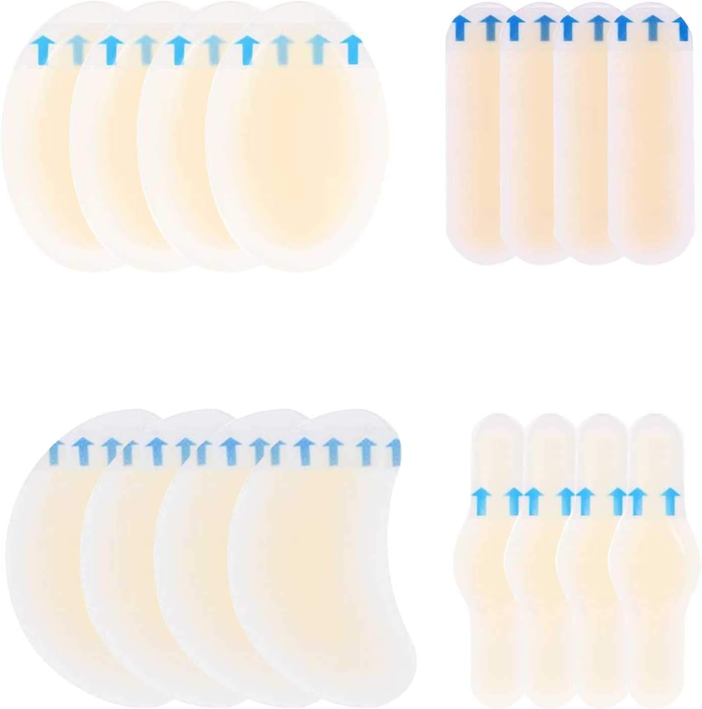 Xinqihang - 16 Apósitos Para Ampollas, Almohadillas De Gel Hidrocoloide, Vendajes Invisibles Para Ampollas, Protector Impermeable Para Talón, Pie Y Dedos.