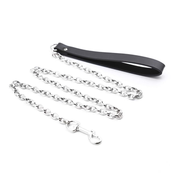 Correa para perro ZZRBVFH de cadena metálica con collar de cuero