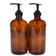 thumbnail image 1 of Botellas de vidrio ámbar Vivaplex de 500 ml con bombas dosificadoras negras para loción, 1 of 5