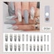 thumbnail image 2 of 24 Pcs Long Ballerina Marble White And Gray Press On Nails Reusable Glitter False Nails For Women, 2 of 2