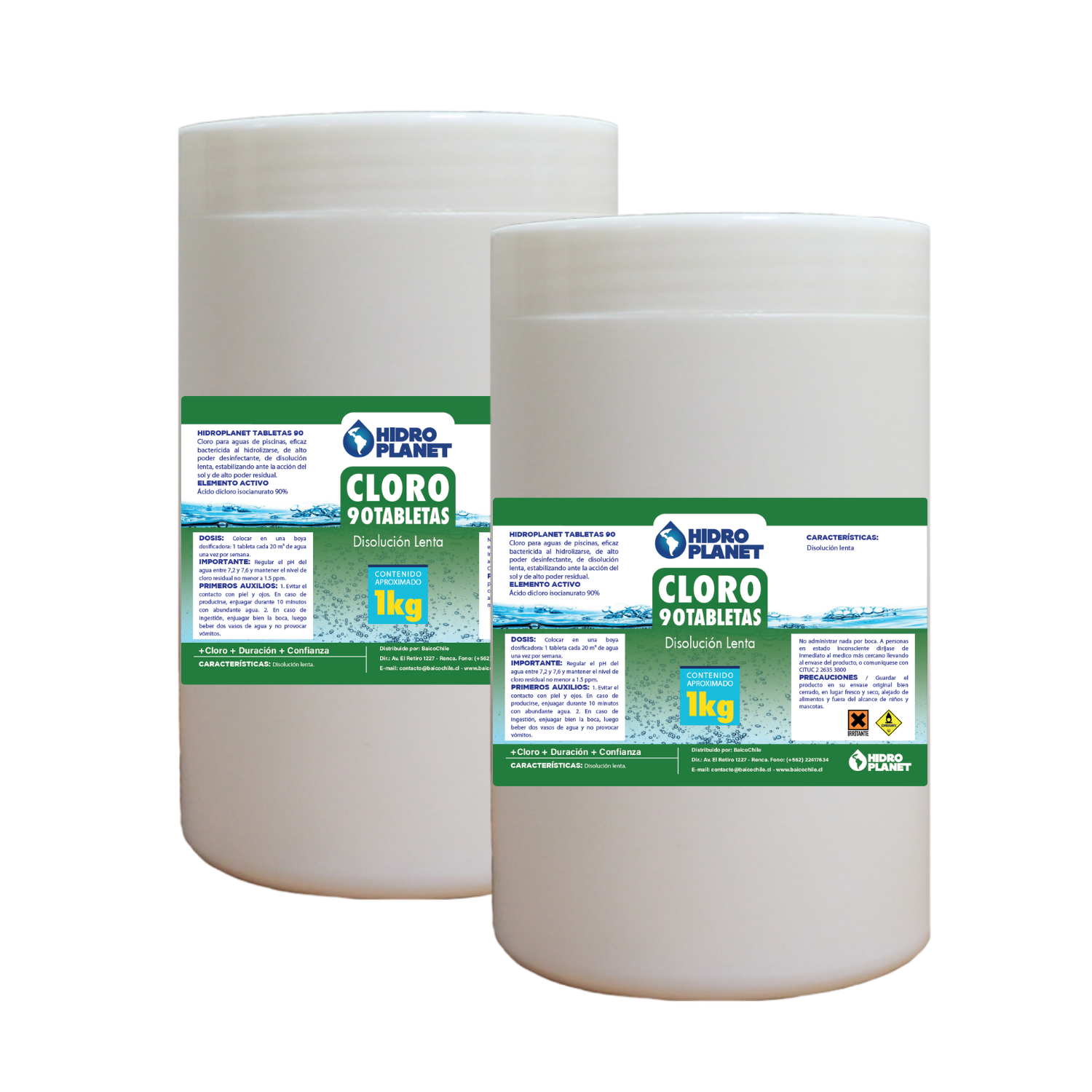 Genérica - Pack 2 Unidades Cloro En Tableta Para Piscina, Pote 1Kg