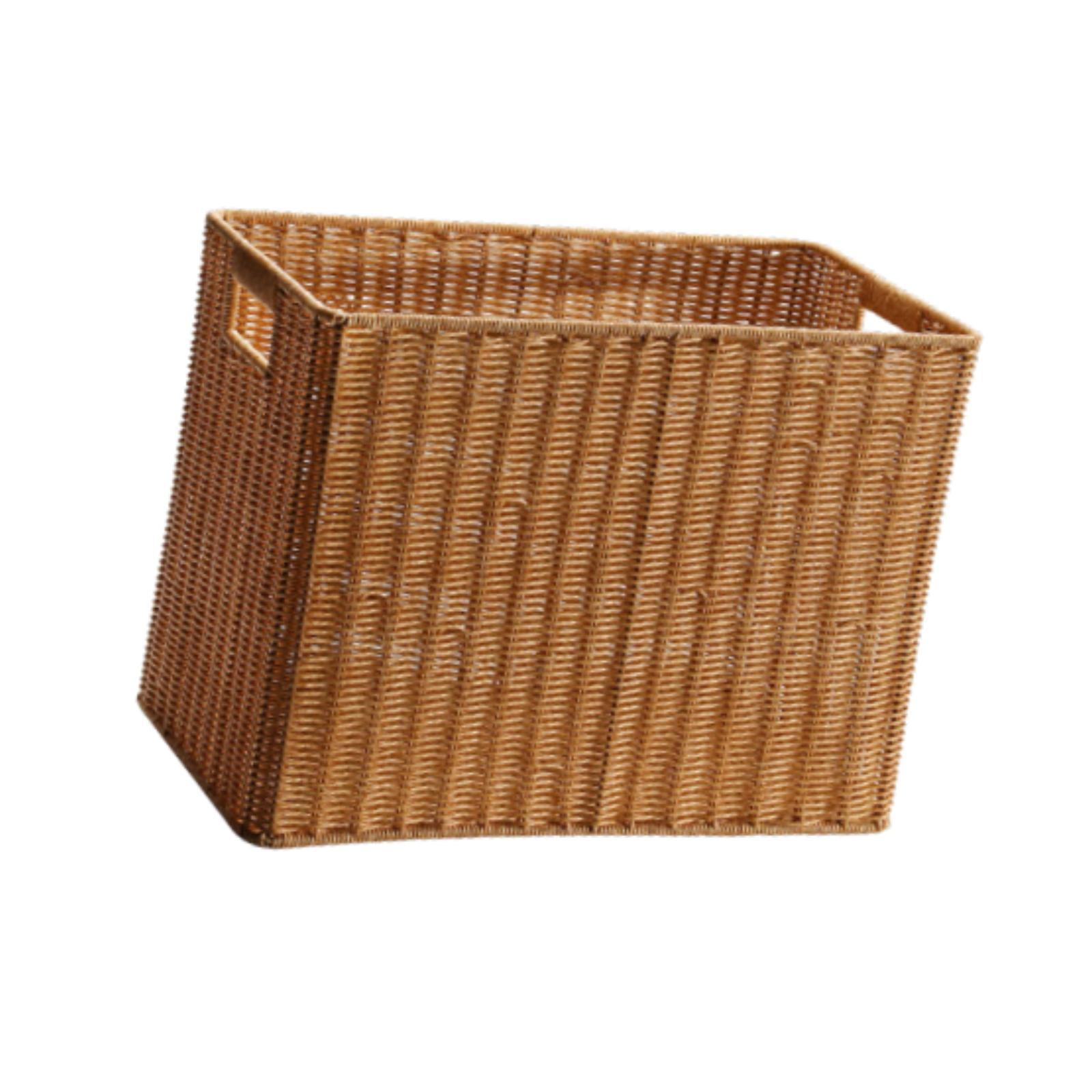 Magideal - Canasta De Almacenamiento De Canasta De Ratán De Imitación Con Manijas Novedosas Canasta De Canasta Tejida A Mano Canasta De Diario Para Apartamento D L