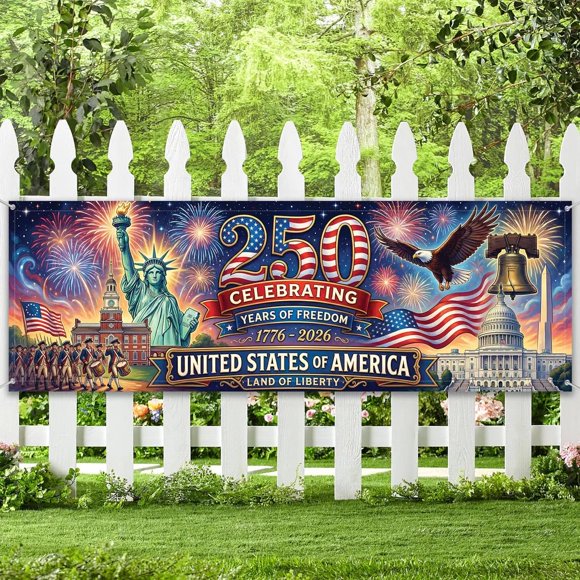 Banner Grewgty 250º Aniversario Bandera de EE. UU. 300x50 cm