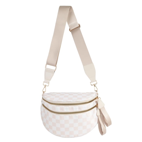 Bandolera MEISEY a cuadros en blanco y negro para mujer