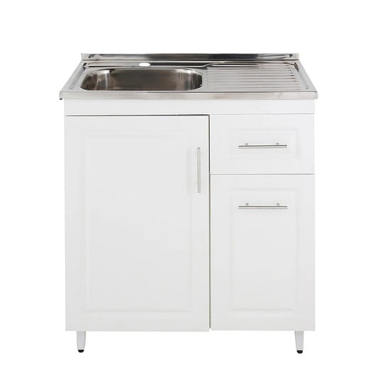 Kit Lavaplatos con mueble Termolaminado 80x50 Blanco Secador Derecho