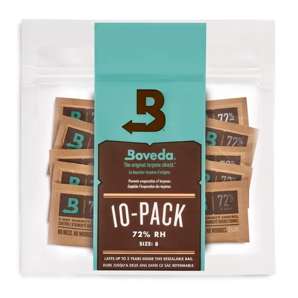 Bolsa resellable Boveda con 72% de humedad relativa, 2 vías, 10 unidades