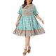 thumbnail image 1 of Agnes Orinda Vestido Boho Floral para Mujer Talla Grande, Estilo Escolar Universitario, Cuello Redondo con Lazo, Manga Corta, Verano, Playa, Casual, Midi, 3X Verde, 1 of 6