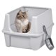 thumbnail image 1 of Caja de arena para gatos IRIS USA, grande, con la parte superior abierta, cara alta, plateada, 1 of 7
