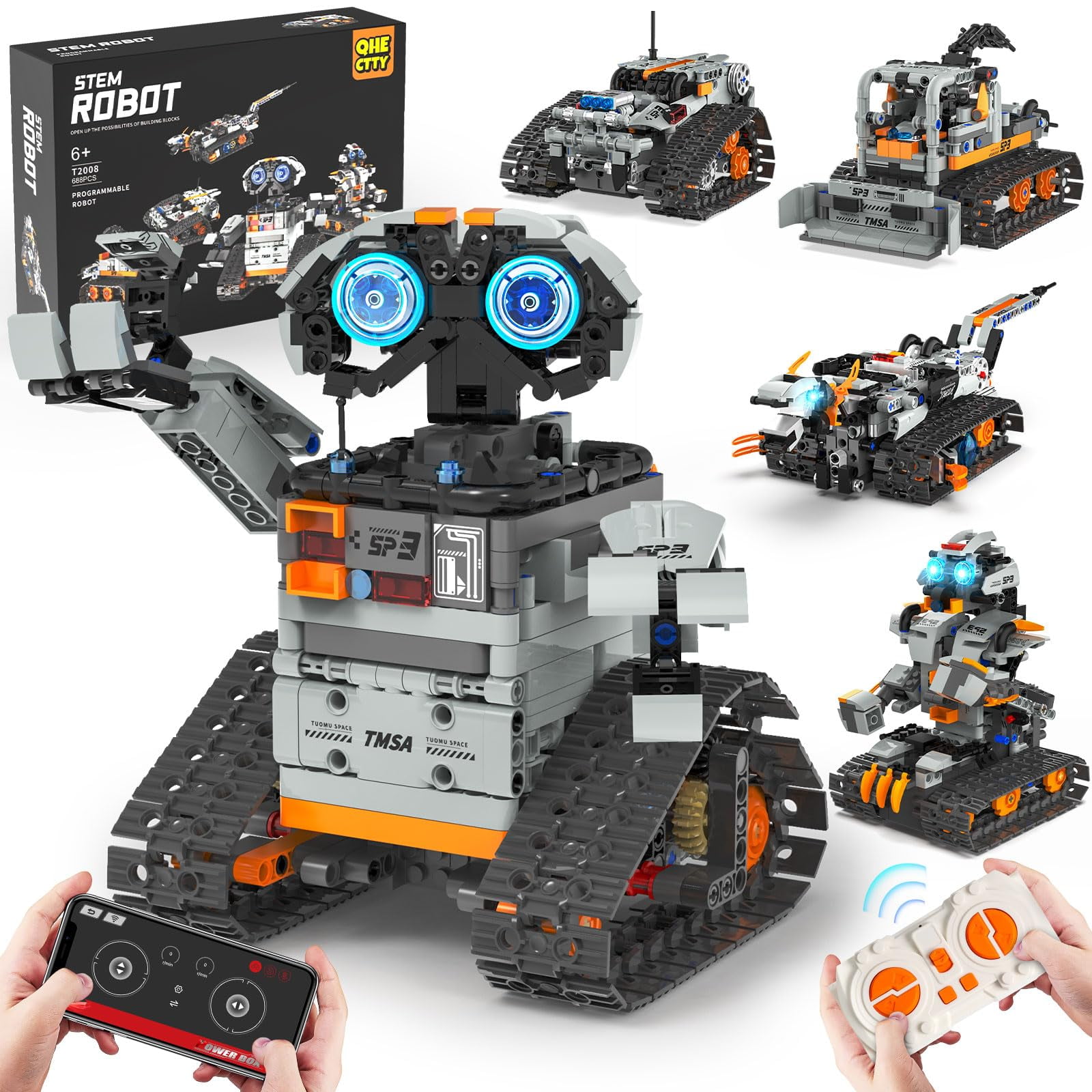 Kit De Construcción De Robots Stem Qhectty 5 En 1 Para Niños De 6 A 14 Años O Más Con Aplicación