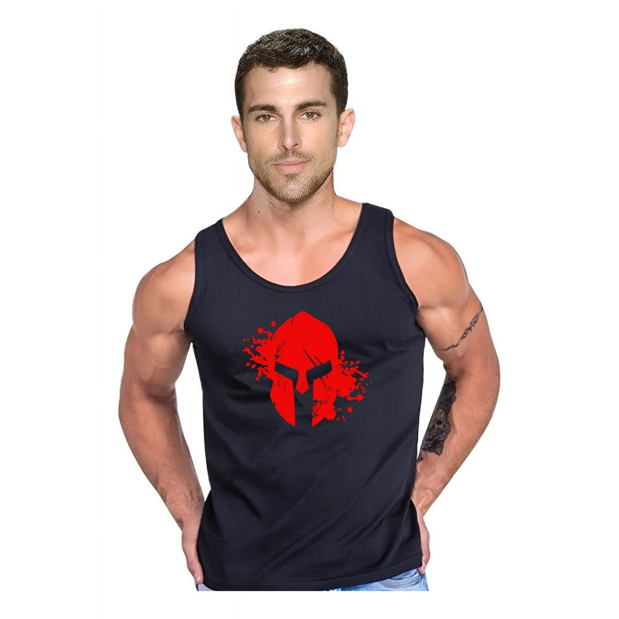Persodesign - Polera Espartano Warrior Musculosa Tank Gym Pesas Crossfit Talla M Negro Hombre
