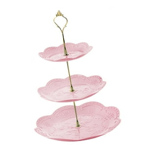 Genérico - Bandeja De Frutas Secas Soporte De Exhibición De Platos De Comida Para Comedor Vajilla Postre Hogar 26Cmx26Cmx40Cm Redondo Rosa