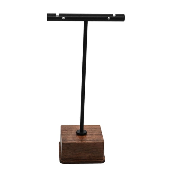Soporte de Exhibición de Pendientes, Soporte de Joyería, Encimera, Soporte en T de Pendientes de Madera Y Metal, Soporte de Exhibición de Pendientes P Color negro 115 cm de alto.