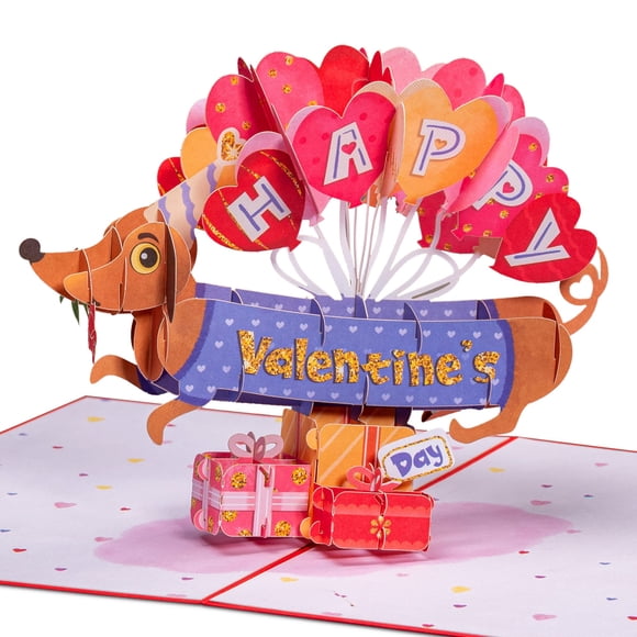 Tarjeta de San Valentín de papel Love con perro 3D desplegable 13 x 18 cm