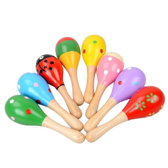 6 piezas Maracas sonajeros de madera martillos de arena instrumentos musicales percusión manual hechos de madera lisa para la educación musical tempra