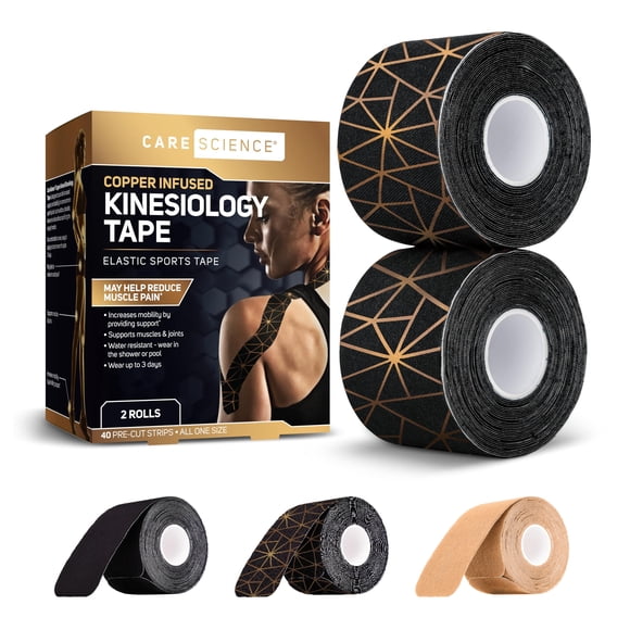 Cinta impermeable para kinesiología Care Science, 40 tiras (2 rollos)