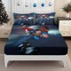 thumbnail image 1 of Fitted Sheet Set with a Cosmic Starry Sky Superman Flying a Symbol of Courage And Strength Pattern Mattress Protector Elastic Design Bed Sheet for a Perfect Fit, 1 of 1