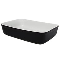 Genérico - Fuente De Cerámica P/ Horno Tipo Gres - Rectangular 29X22 -Blanca/Negro -P428