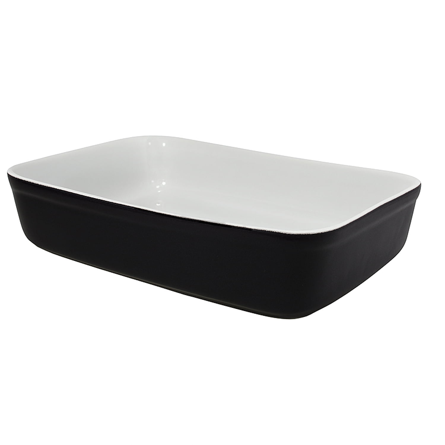 Genérico - Fuente De Cerámica P/ Horno Tipo Gres - Rectangular 29x22 -blanca/negro -p428