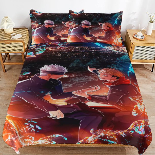 Jujutsu-Kaisen Jujutsu-Kaisen Bedding Set Sheet Set for Kids Adults,All Season Lightweight