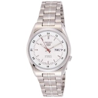 Reloj Seiko Para Hombre 5 Automatic Snk559J1 Con Esfera Blanca Y Correa De Acero Inoxidable