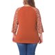 thumbnail image 3 of Agnes Orinda Blusa de Mujer Talla Grande para Escuela y Universidad Casual Floral Cuello en V Mangas Raglán 3/4 para Comodidad Estilosa y Uso Diario 2X Marrón, 3 of 6