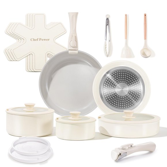 Juego de Utensilios de Cocina Chef Power 19 Piezas Antiadherente Gris Granito