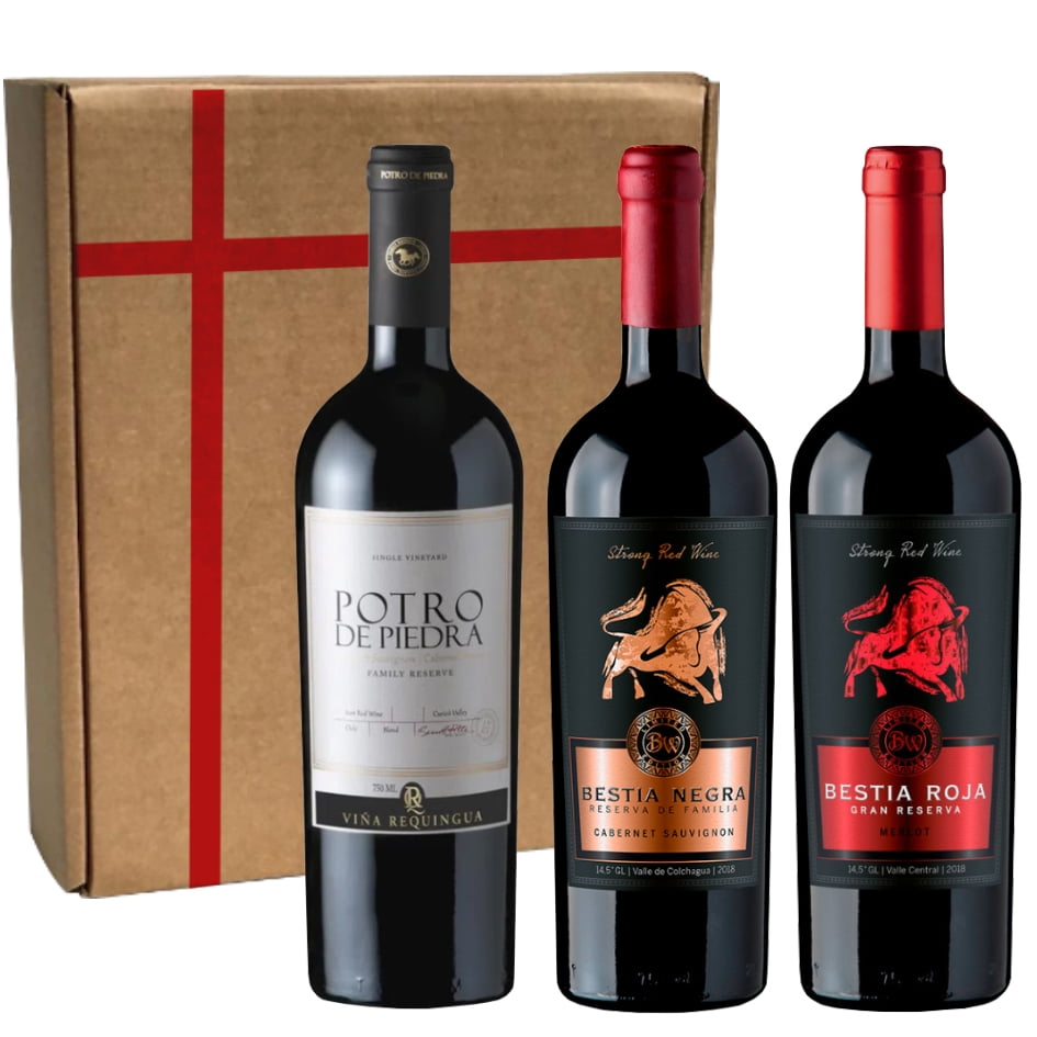 3 Vinos Top Regalo Animales Salvajes: Bestia Negra, Roja & Potro, 750 Ml