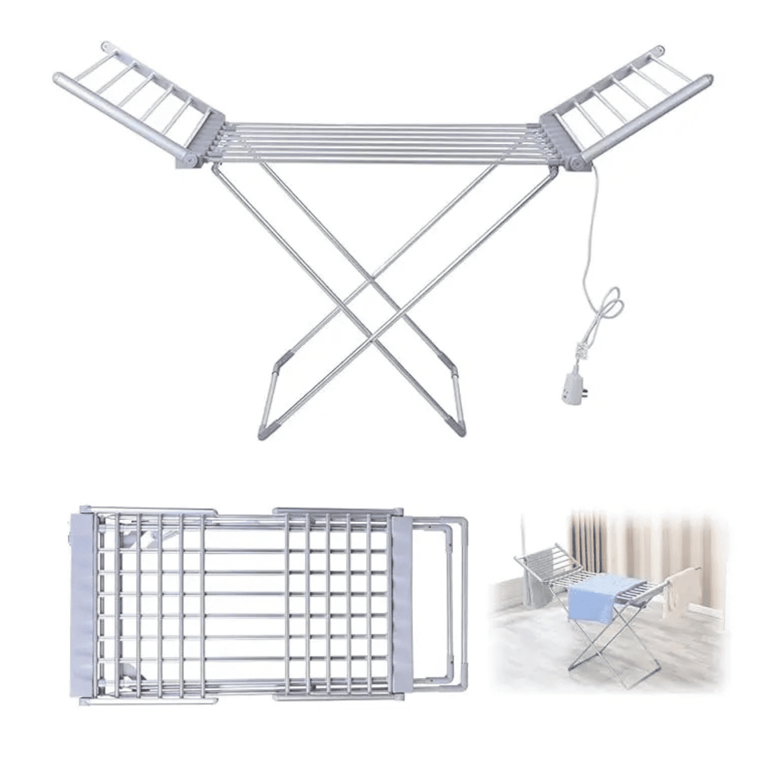 Genérico - Tendedero Eléctrico Plegable | Secador Rápido De Ropa 18 Barras | Temperatura Ajustable 50-55° | Bajo Consumo 230w | Ideal Para Departamentos