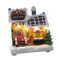 Magideal - Casa Navideña Iluminada Con Luces Led, Pueblo De Nieve, Pueblo Navideño Iluminado Con Luces Led Para Estanterías, Interiores, Exteriores, Galleta