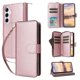 thumbnail image 1 of Funda Cartera con Cremallera y Correa para Samsung Galaxy A55 Soporte y Tarjetero Oro rosa, 1 of 6