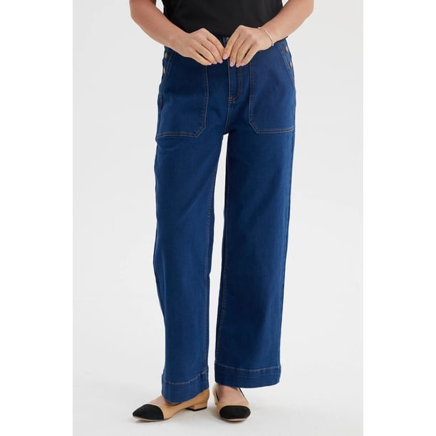 Jeans Mujer Clásico Calce Recto Azul