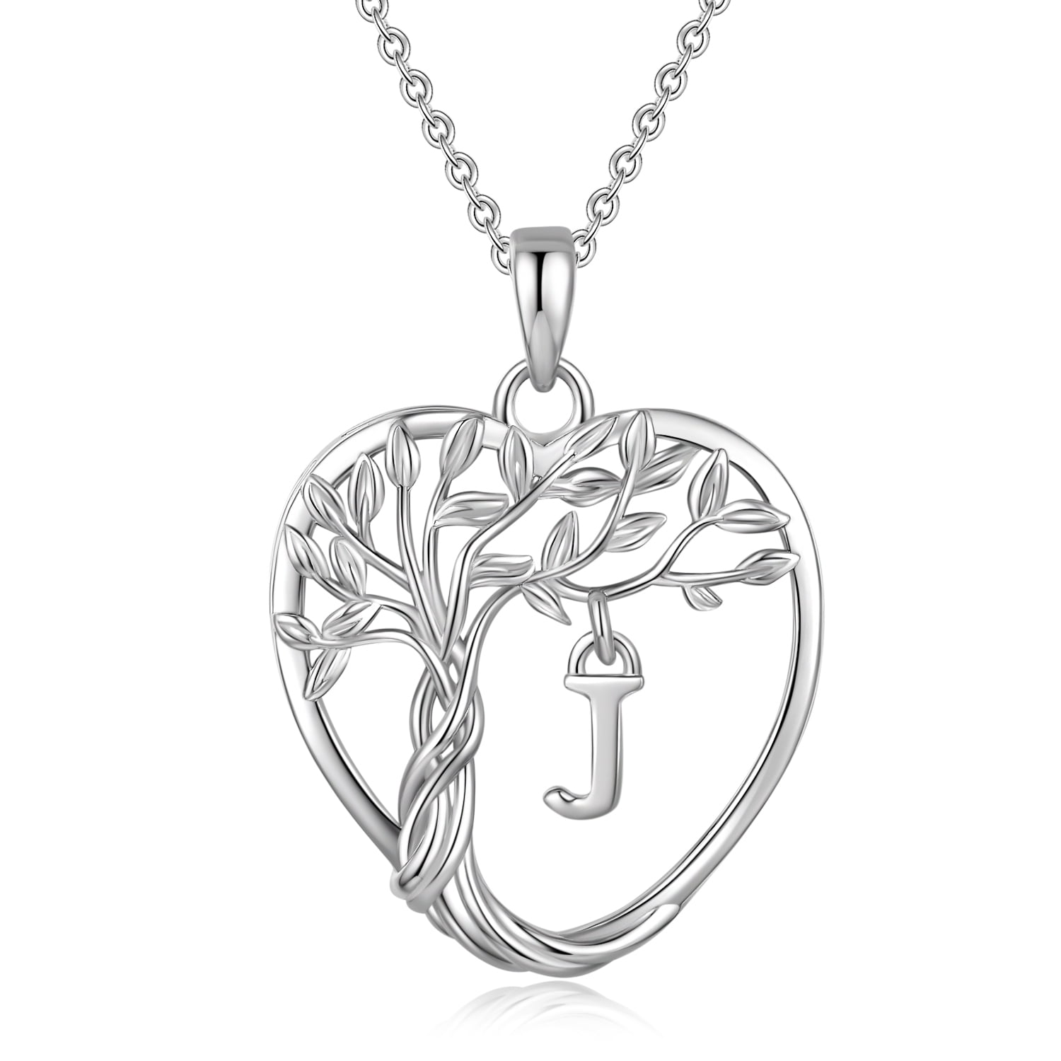 Heshpaws 925 Collar De Árbol Eterno De La Vida De Plata De Ley Para Mujeres A-z Carta Inicial Collar, Regalo De Joyería De Cumpleaños Aniversario