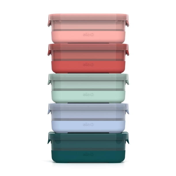 Recipiente de plástico Ello para almacenar alimentos, 3.7 tazas, para preparar comidas, paquete de 5