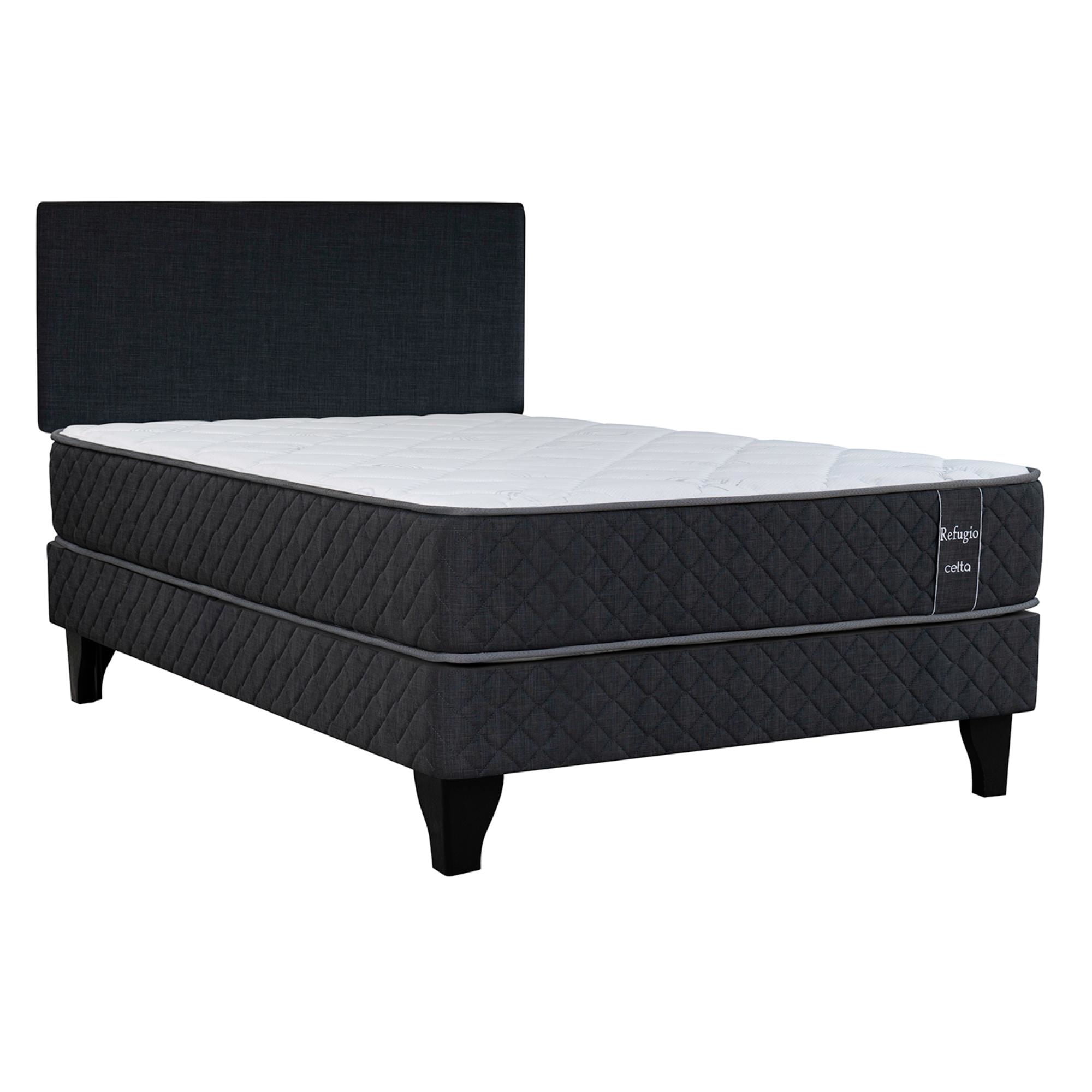 Celta - Cama Europea Pocket Plus Refugio 1.5 Plaza + Respaldo Tela Base Normal