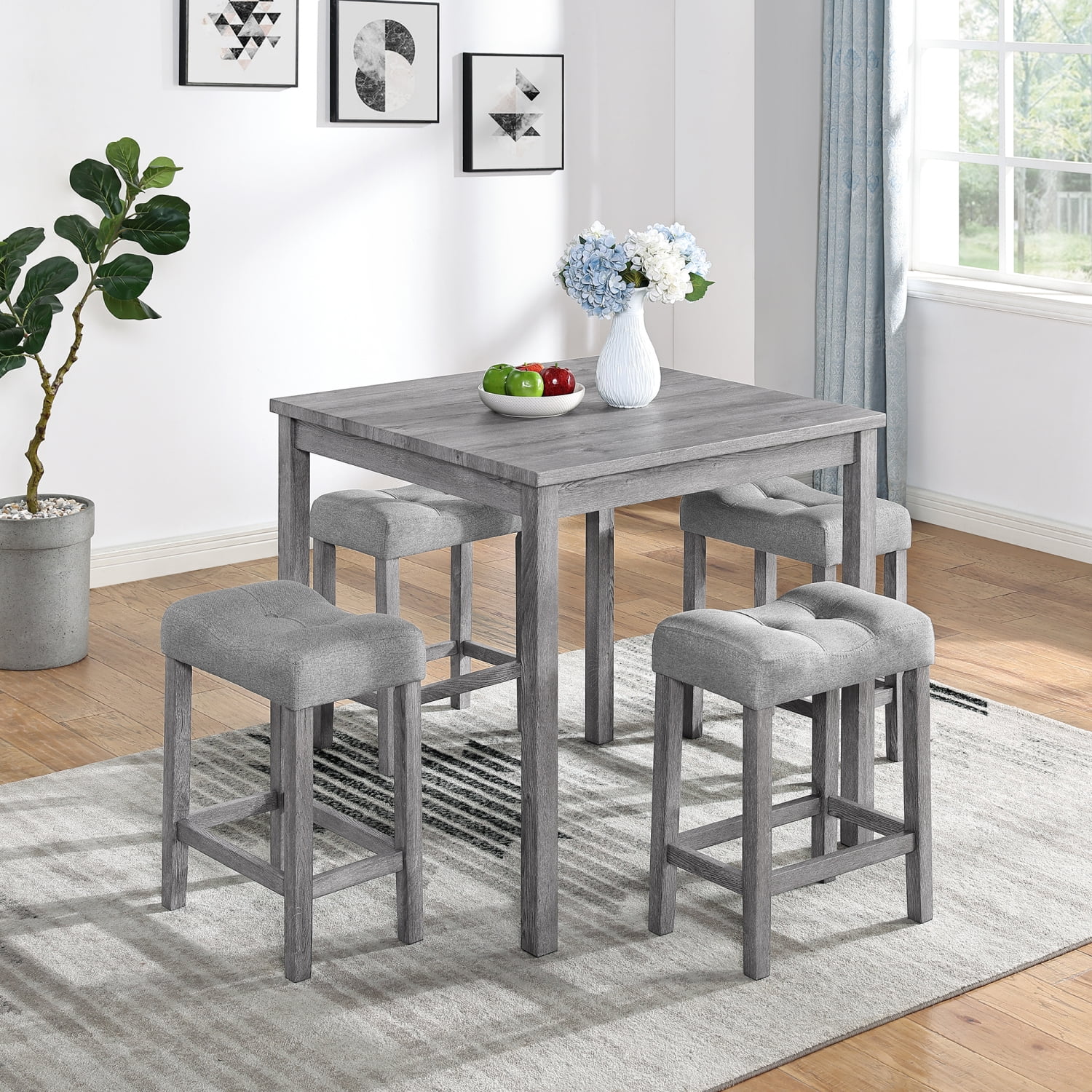 M&ms - Dining Table, Bar Table And Chairs Set, 5 Piece Dining Table Set, Industrial Breakfast Table Set, For Living Room, Dining Room, Game Room