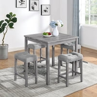 M&Ms - Dining Table, Bar Table And Chairs Set, 5 Piece Dining Table Set, Industrial Breakfast Table Set, For Living Room, Dining Room, Game Room