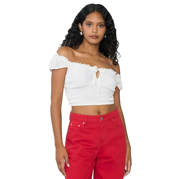 Blusa Mujer Peto Off Shoulder Amarras Blanco Corona
