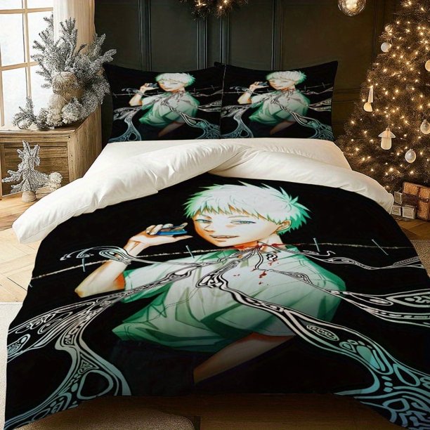 3pcs Set Featuring Characters from The Summer of Lost Light with White Hair Includes a Soft Duvet Cover And Two Pillowcases