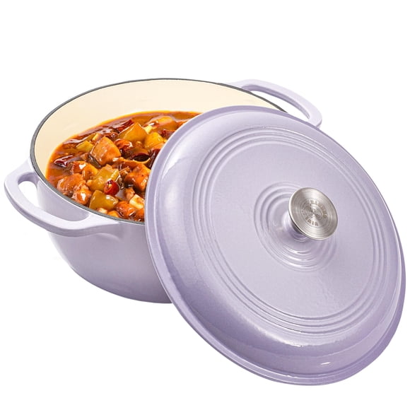 Cocotte de hierro fundido esmaltado Vivicreate de 6 cuartos, color morado