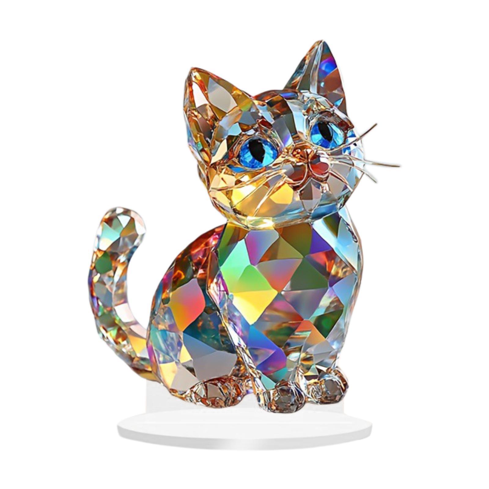 Magideal - Miniatur -Cat Estatua -Figura Divertida Decoración De La Artesanía Del Acrílico Escultura De Animales Para La Mesa De La Oficina Vacaciones En El Dorm