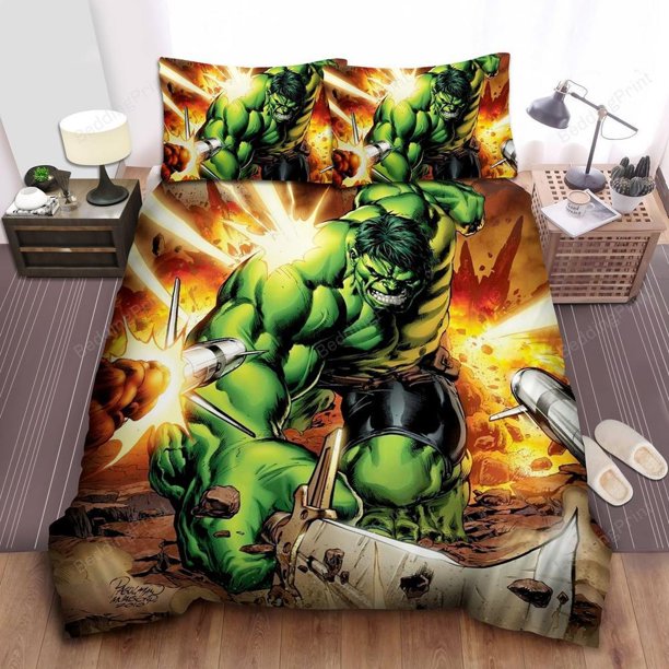 Incredible Hulk Quilt Duvet Cover Set Queen Home Textiles Pillowcase3-Piece Bedding Set