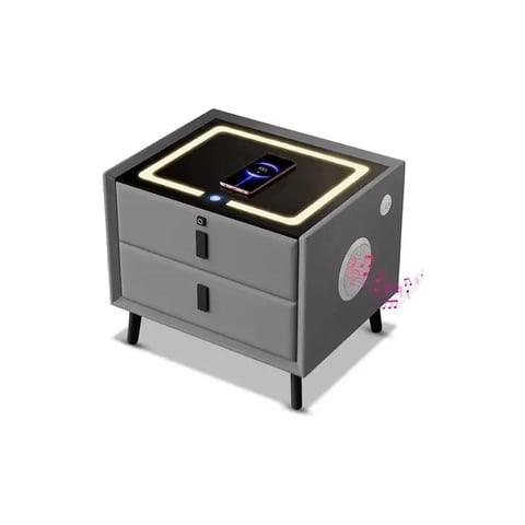 Inalambrica. - Velador Mesita De Noche Inteligente Con Carga Inalámbrica, Bocina Bluetooth