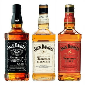 Jack Daniels - 3 Whisky Pack Tradition (N°7, Honey, Fire), Scotch Whisky, 750 Ml, 40%