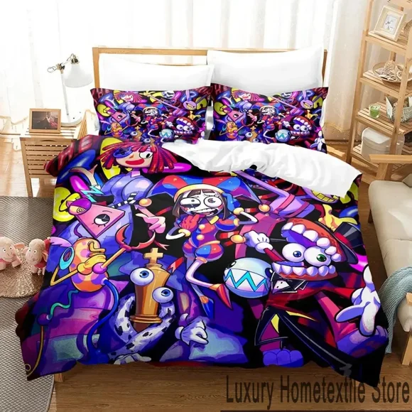 Amazing Digital Circus Bedding Set Boys Girls Size Duvet Cover Pillowcase Bed boys Adult Bed Sheets