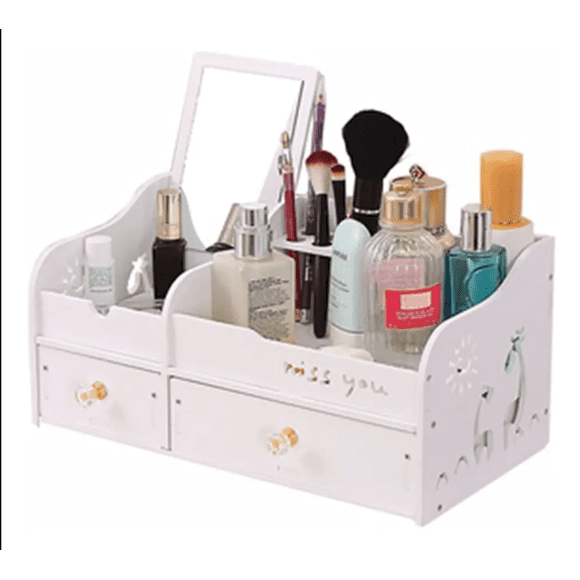 Organizador De Maquillaje Con Espejo Y Cajones De Escritorio