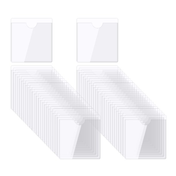 Uxcell Bolsillos para Tarjetas Autoadhesivos Transparentes Portaetiquetas de Bolsillo Autoadhesivo Fundas de Plástico para Tarjetas con Apertura Superior 2"x2"