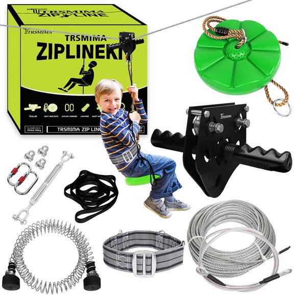 Kit de Tirolesa TT Trsmima Zipline Backyard 23 m con Freno de Resorte