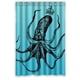 thumbnail image 1 of Cortina de ducha con diseño de pulpo y ganchos, tamaño 48 x 72 pulgadas, 1 of 3