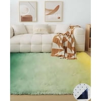 Teng Fei - Alfombra Grande Suave 240 X 200 Cm Primera Calidad Verde Jaspeado