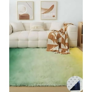 Teng Fei - Alfombra Grande Suave 240 X 200 Cm Primera Calidad Verde Jaspeado